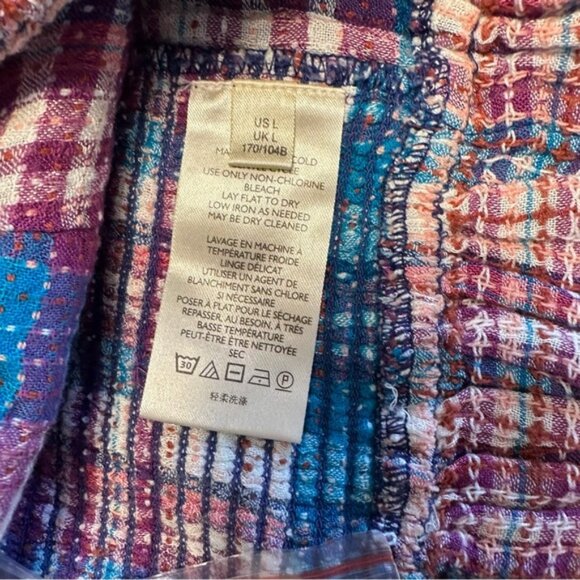 NWT Free People Women's Blue & Purple Plaid Peplum Tube Top Size Large - Picture 8 of 10